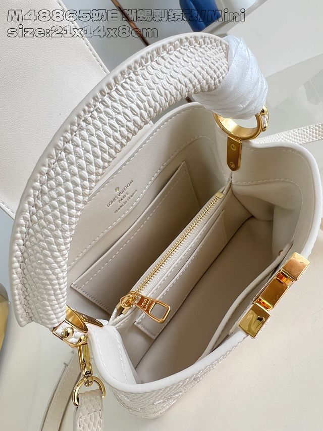 Louis vuitton original calfskin capucines mini handbag M14389 white