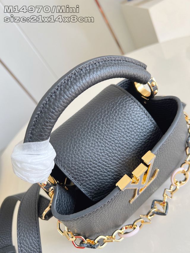 Louis vuitton original calfskin capucines mini handbag M14971 black