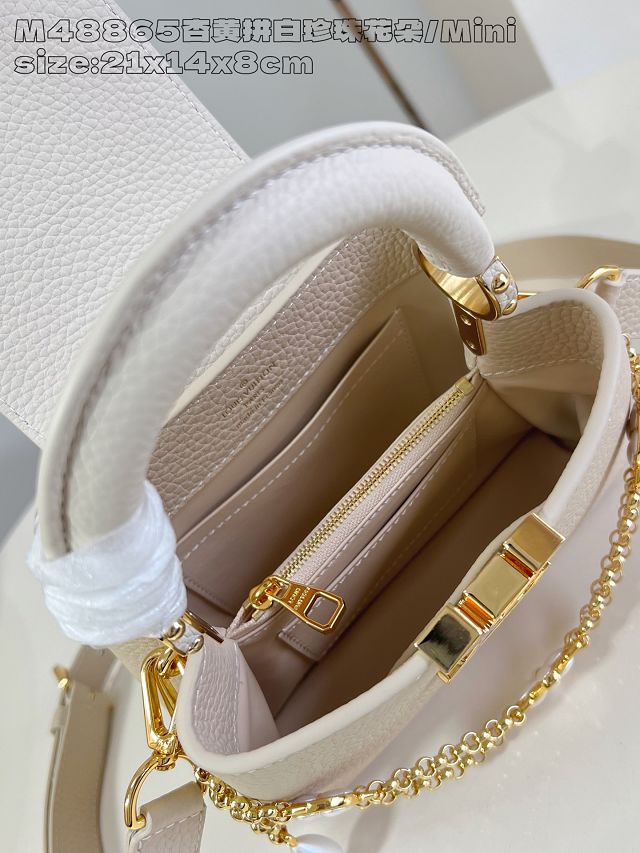 Louis vuitton original calfskin capucines mini handbag M15117 beige 