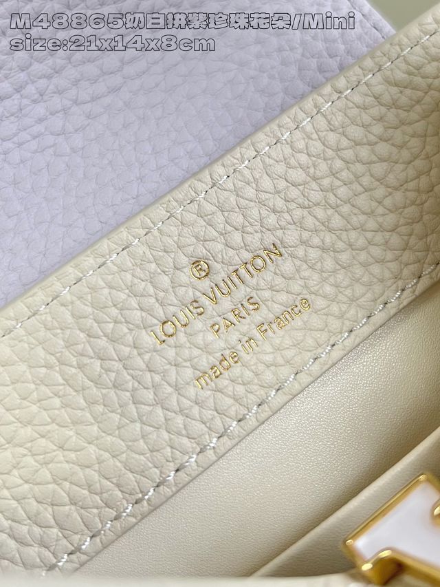 Louis vuitton original calfskin capucines mini handbag M15117 beige&purple 