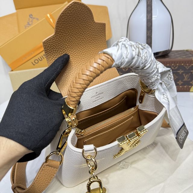 Louis vuitton original calfskin capucines mini handbag M15157 white&brown