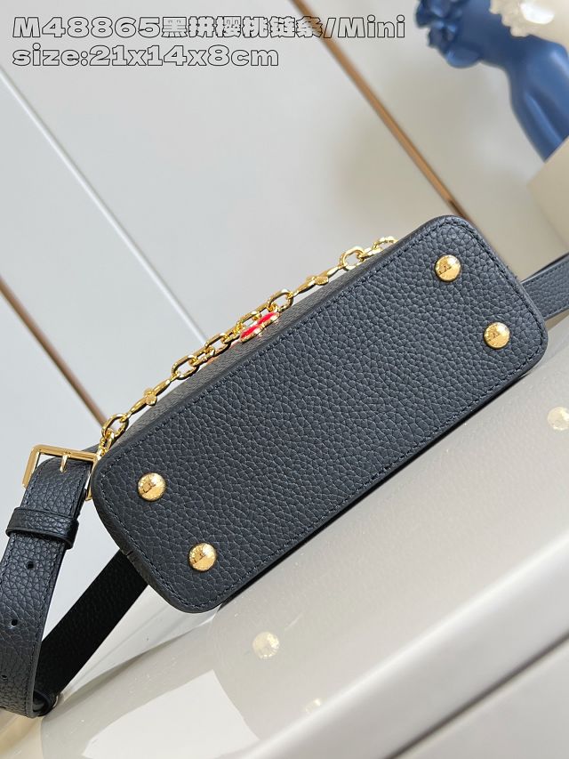 Louis vuitton original calfskin capucines mini handbag M25903 black