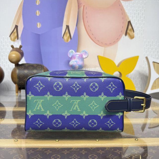 Louis vuitton original monogram canvas locker dopp kit M25902 blue&green