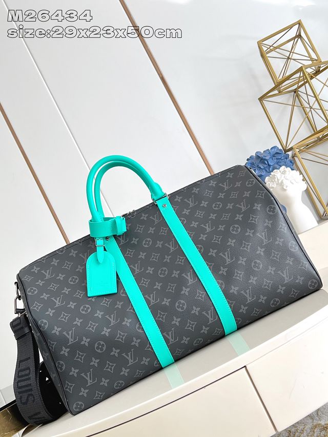 Louis vuitton original monogram eclipse keepall 50 M26434 blue