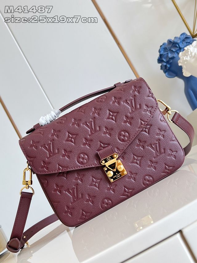 Louis vuitton original calfskin pochette metis M25939 garnet