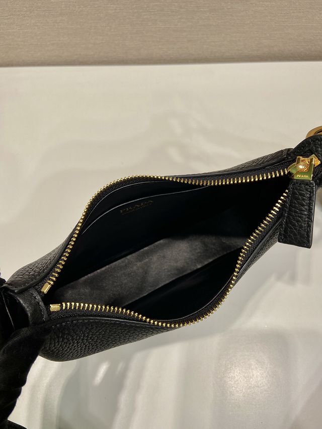 Prada original grained calfskin small shoulder bag 1BH193 black