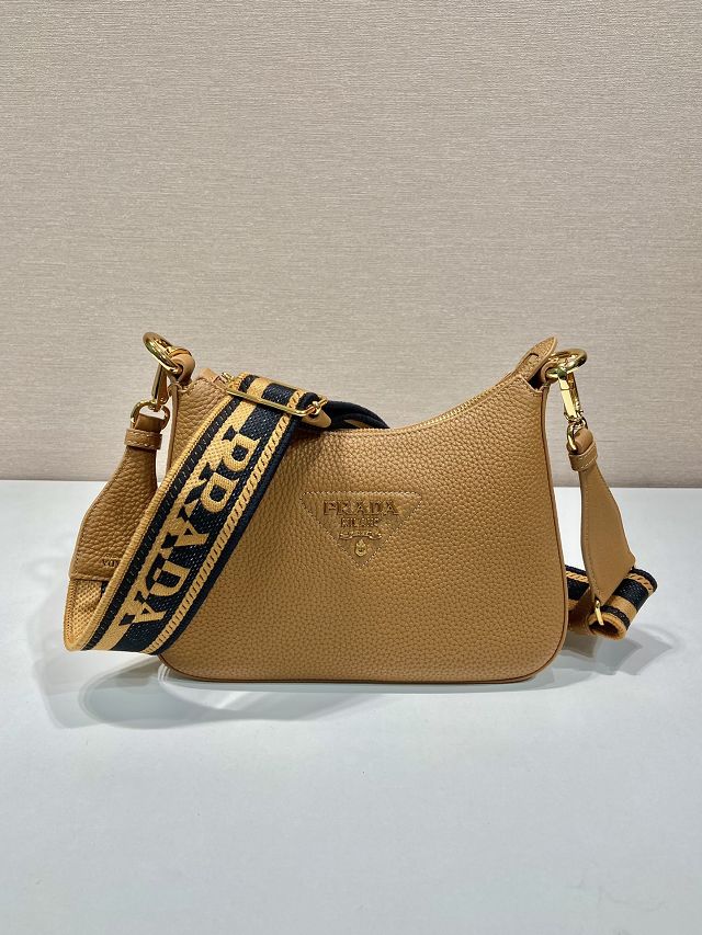Prada original grained calfskin small shoulder bag 1BH193 caramel
