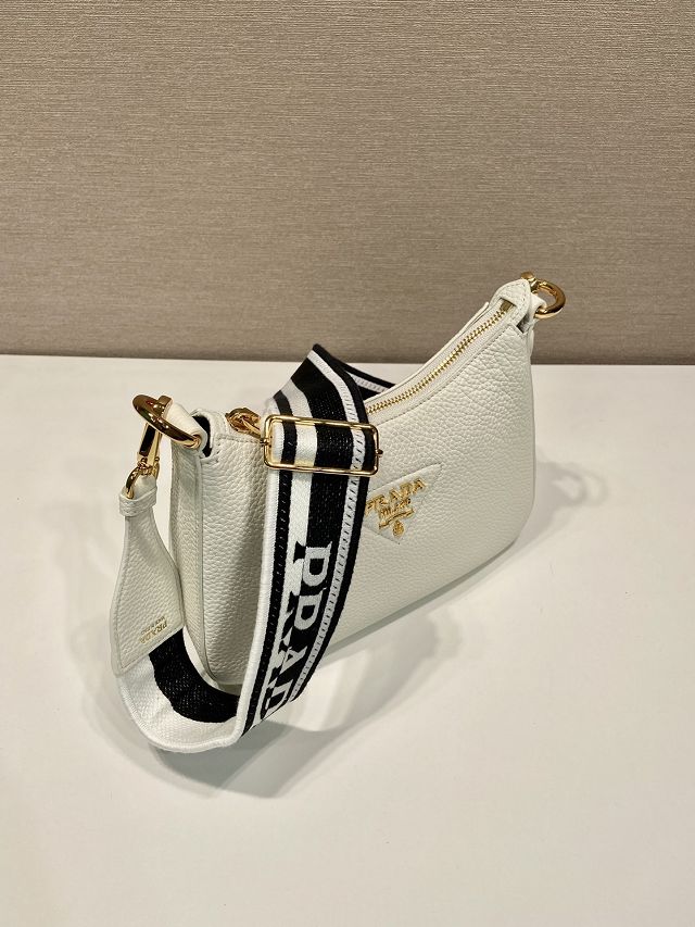 Prada original grained calfskin small shoulder bag 1BH193 white
