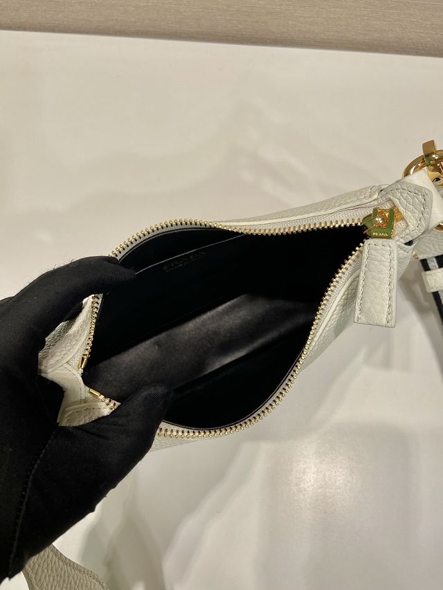 Prada original grained calfskin small shoulder bag 1BH193 white