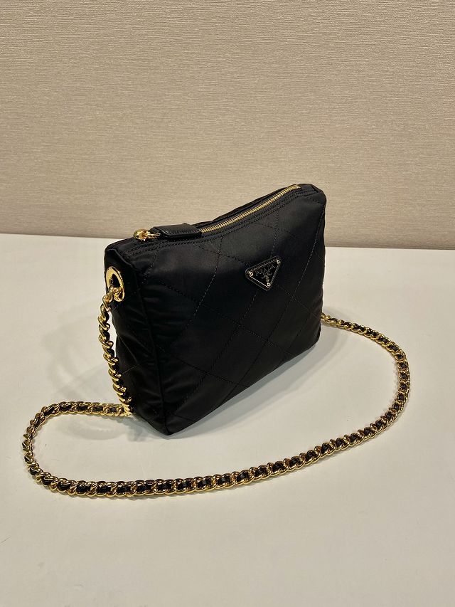 Prada original nylon small chain shoulder bag 1BD646 black