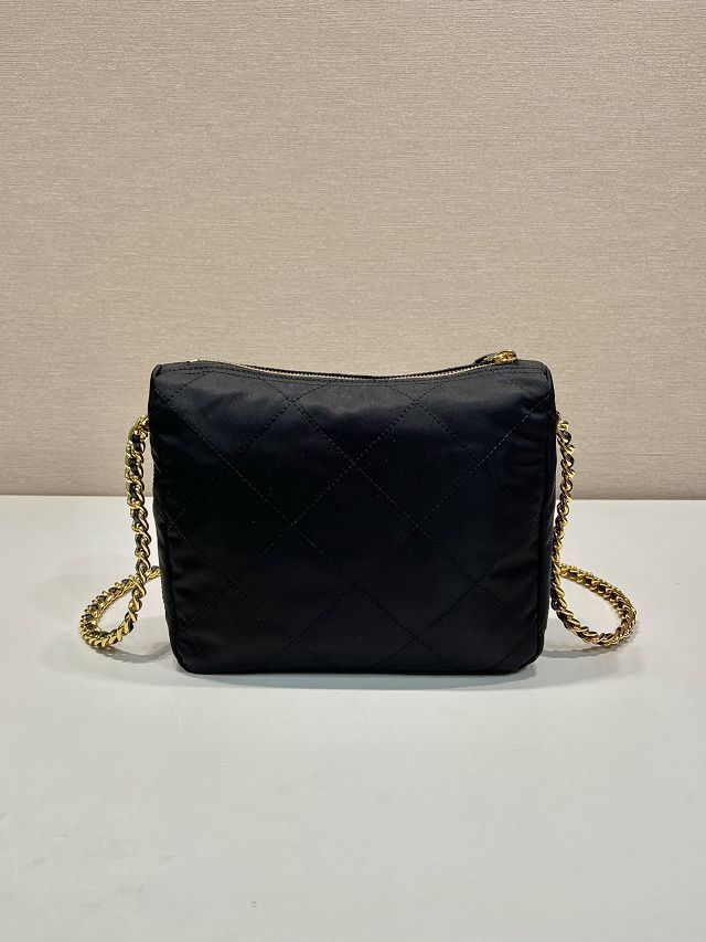 Prada original nylon small chain shoulder bag 1BD646 black