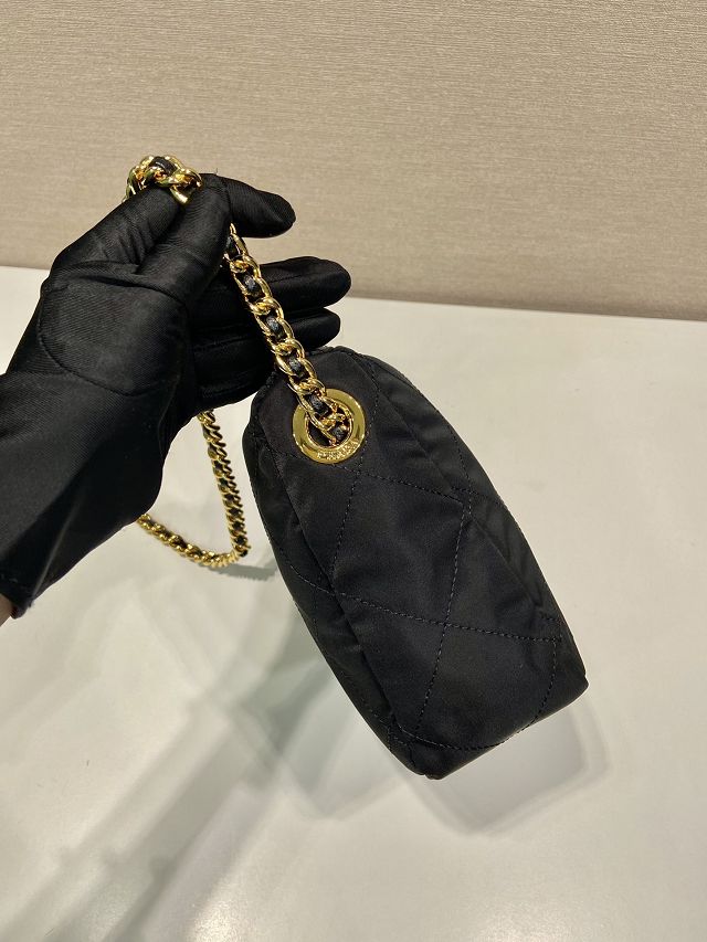 Prada original nylon small chain shoulder bag 1BD646 black