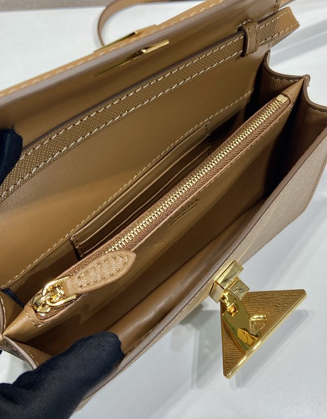 Prada original saffiano calfskin mini bag 1BD386 brown