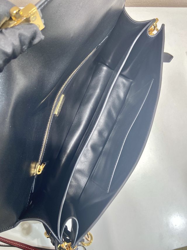 Prada original soft calfskin sound large shoulder bag 1BD379 black