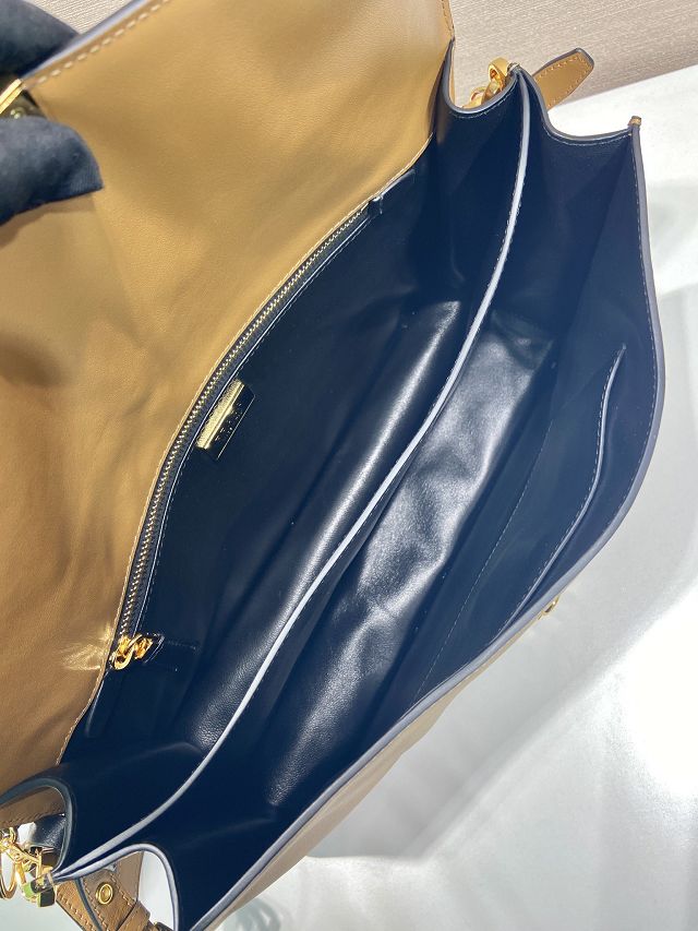 Prada original soft calfskin sound large shoulder bag 1BD379 brown