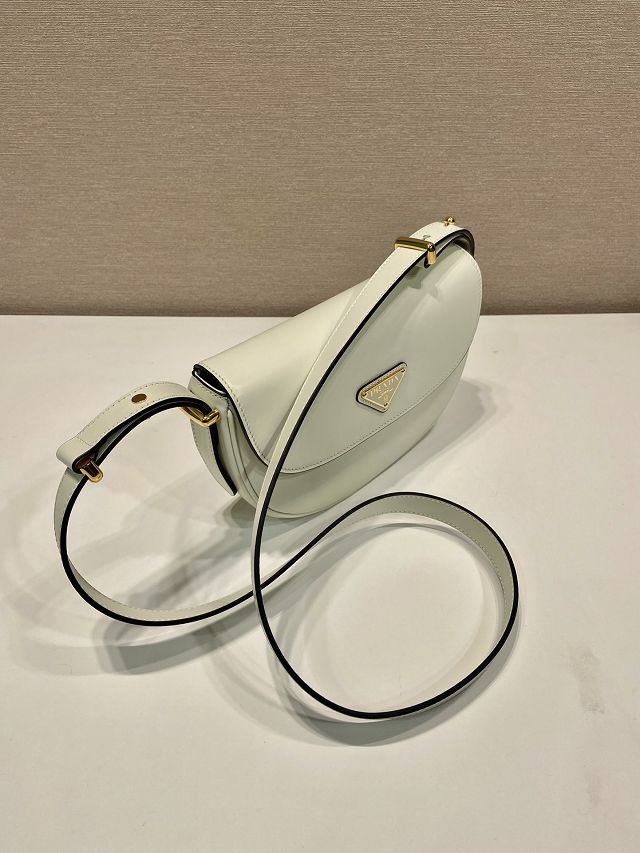Prada original calfskin shoulder bag with flap 1BD365 white