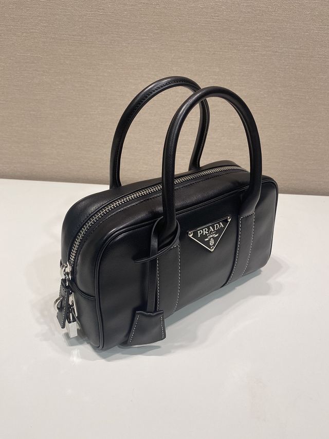 Prada original calfskin small boston bag 1BA846 black