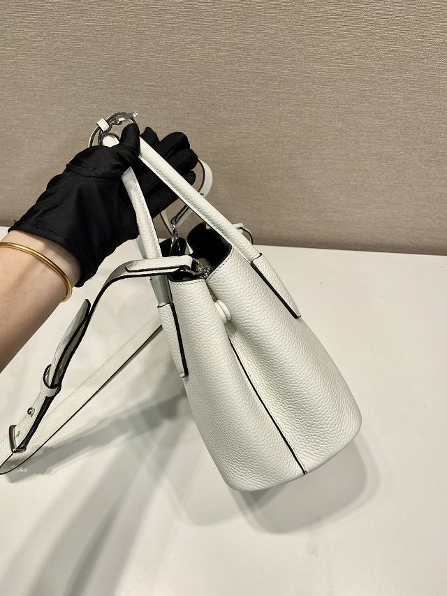 Prada original grained calfskin double small bag 1BG443 white