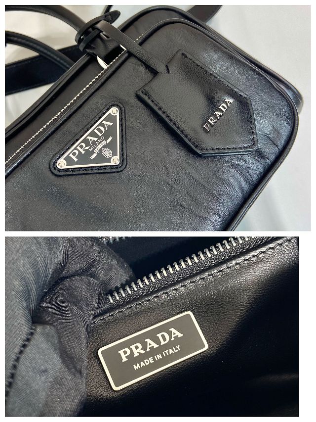 Prada original lambskin small boston bag 1BB099 black 