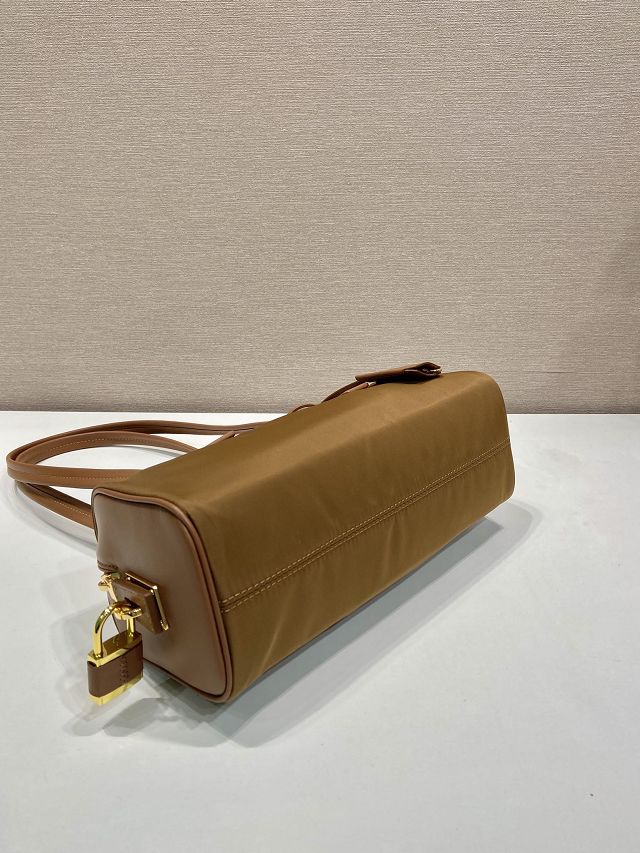Prada original nylon top handle bag 1BB127 brown