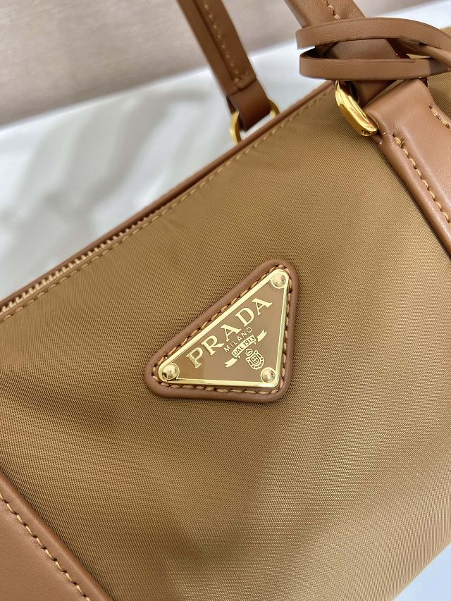 Prada original nylon top handle bag 1BB127 brown