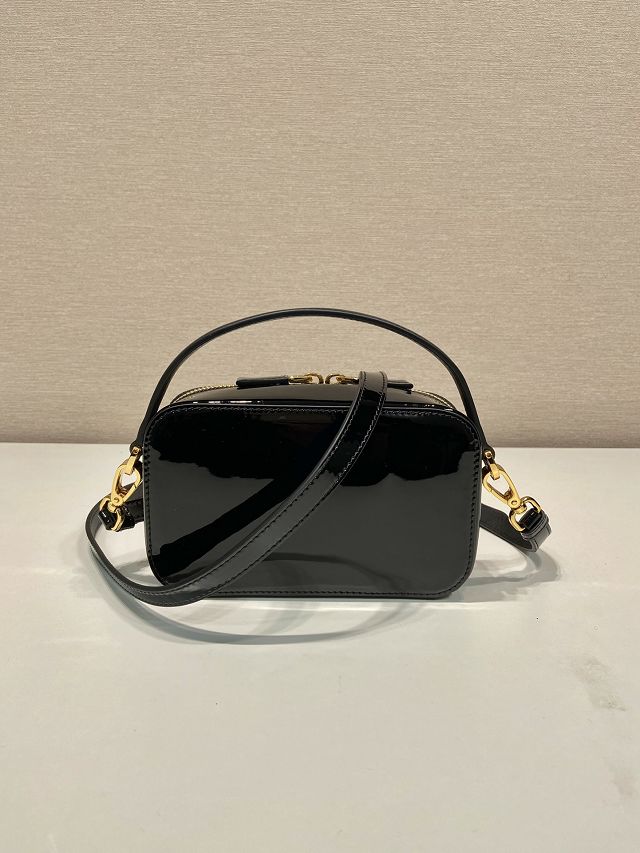 Prada original patent calfskin mini top handle bag 1BH206 black