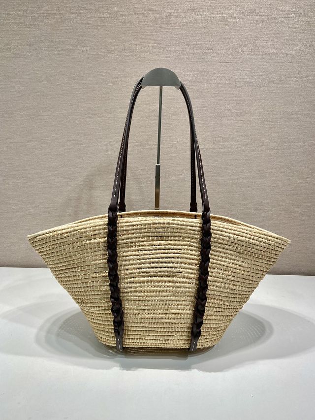 Prada original raffia basket bag 1BG312 beige