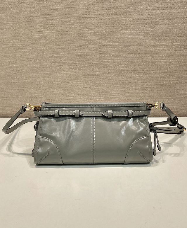 Prada original calfskin bonnie small shoulder bag 1BH215 grey