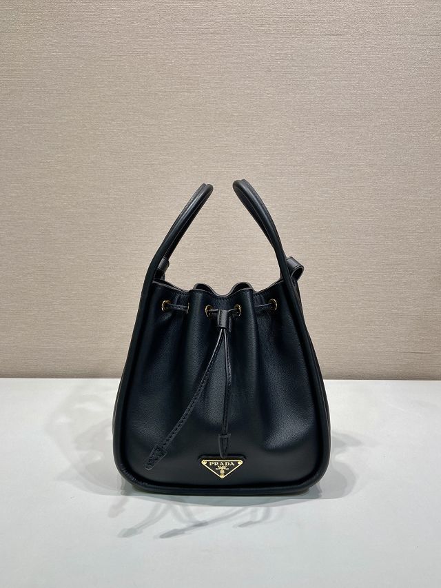 Prada original calfskin bucket bag 1BE087 black