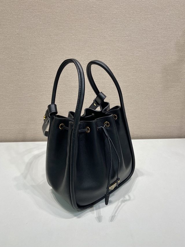 Prada original calfskin bucket bag 1BE087 black
