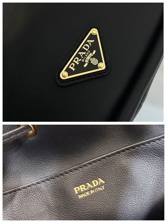 Prada original calfskin bucket bag 1BE087 black