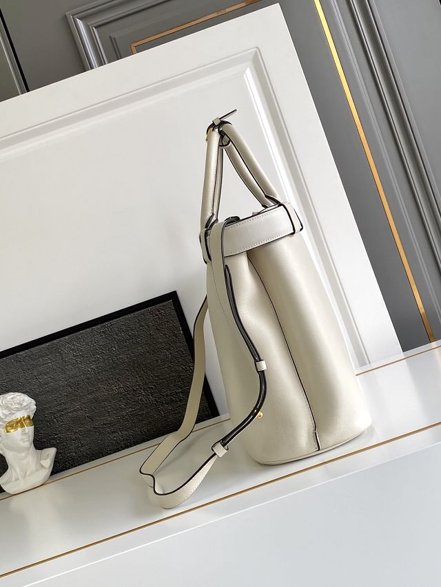 Prada original calfskin large tote bag with belt 1BA416 white