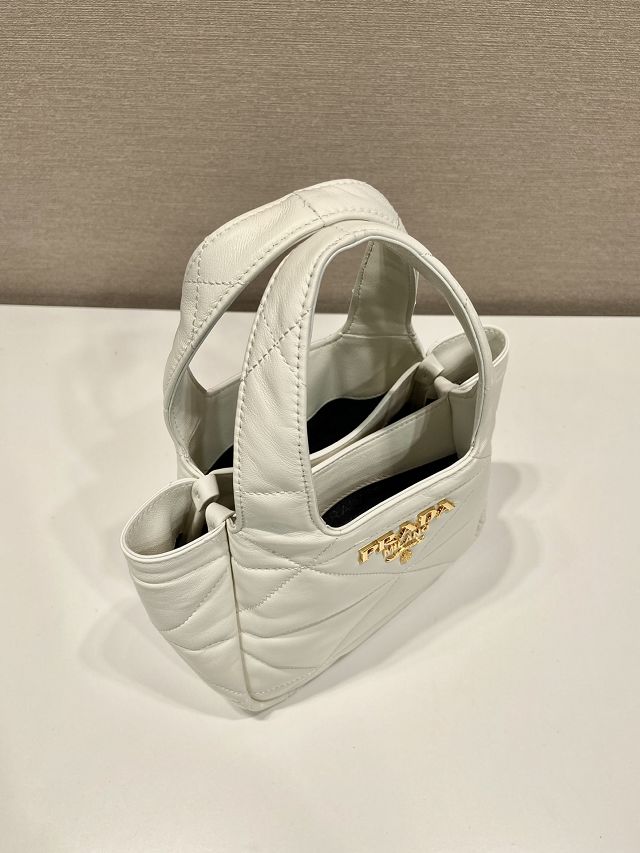 Prada original lambskin mini tote bag 1BG451 white