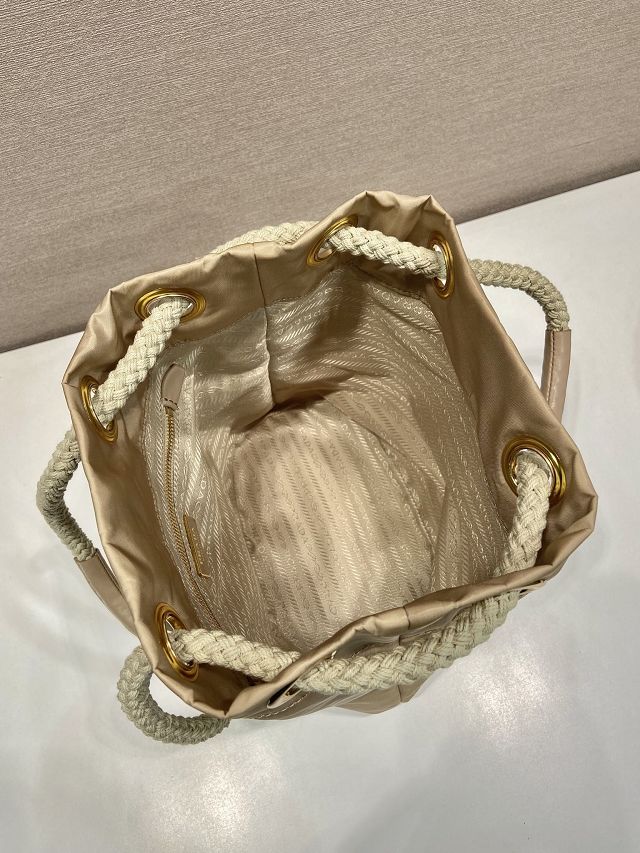 Prada original nylon mariner small bucket bag 1BE082 beige