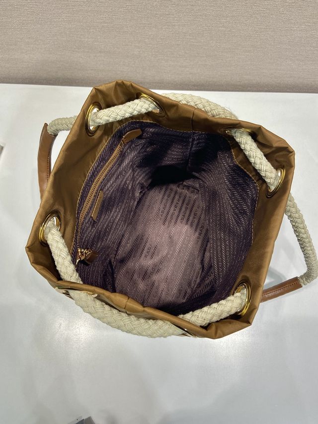 Prada original nylon mariner small bucket bag 1BE082 brown