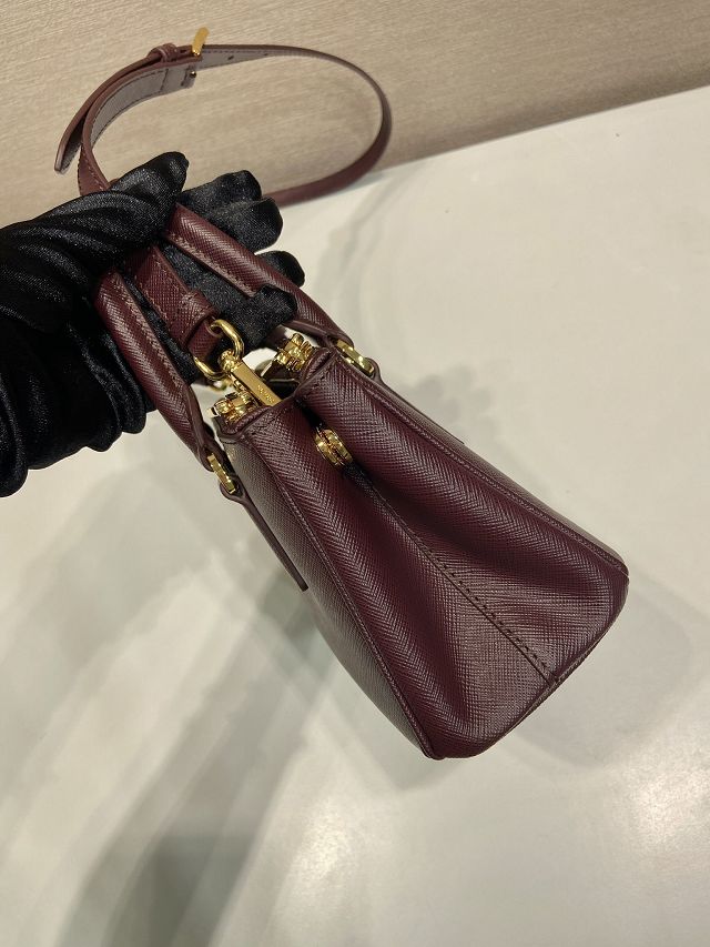 Prada original saffiano calfskin galleria mini bag 1BA916 bordeaux