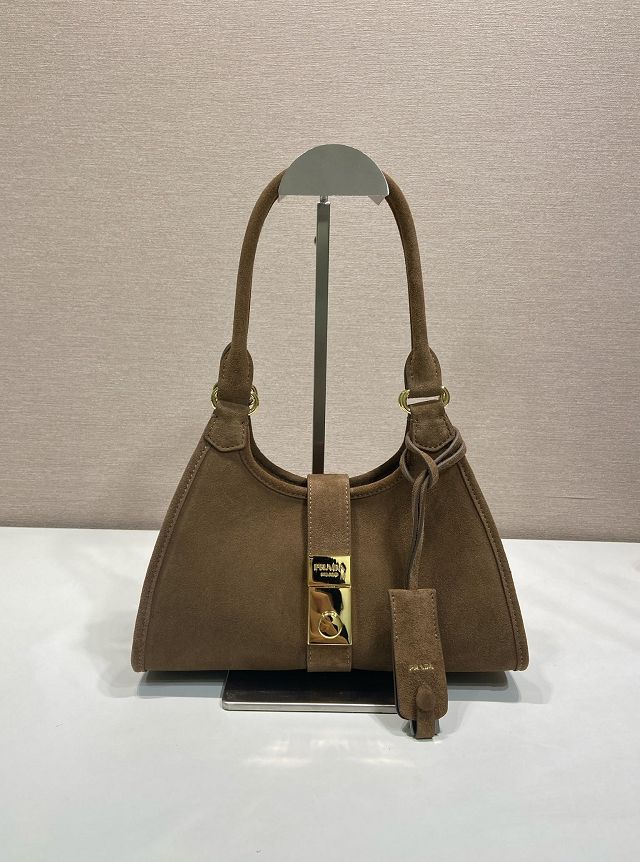 Prada original suede calfskin mini tote bag 1BG580 brown