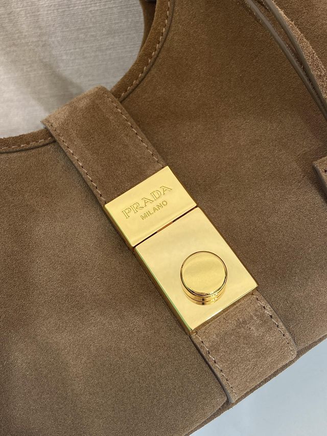 Prada original suede calfskin mini tote bag 1BG580 brown