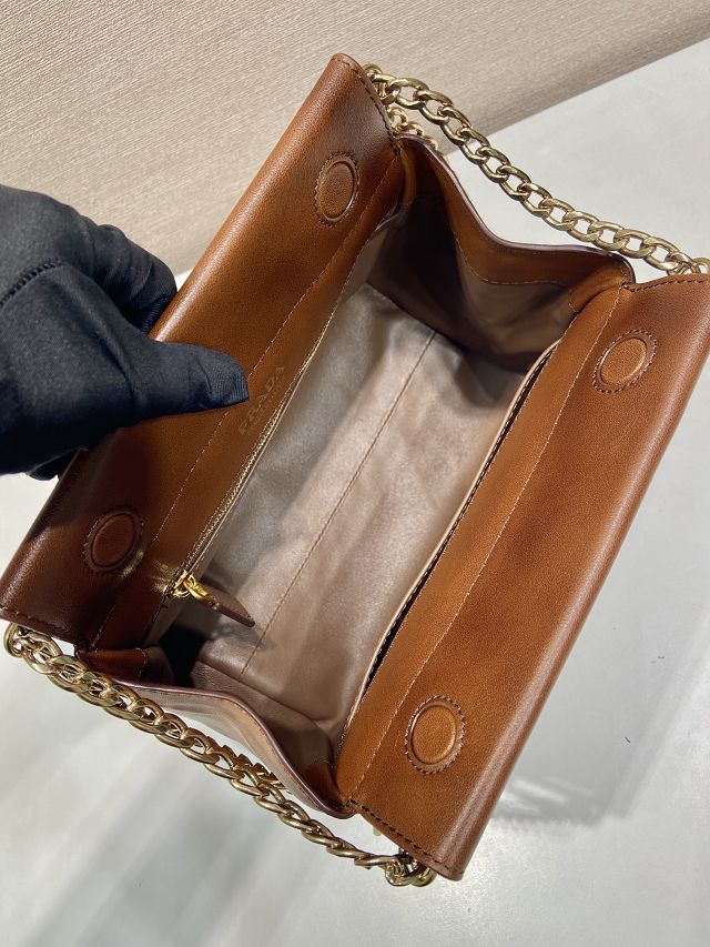 Prada original calfskin chain mini bag 1BC263 brown