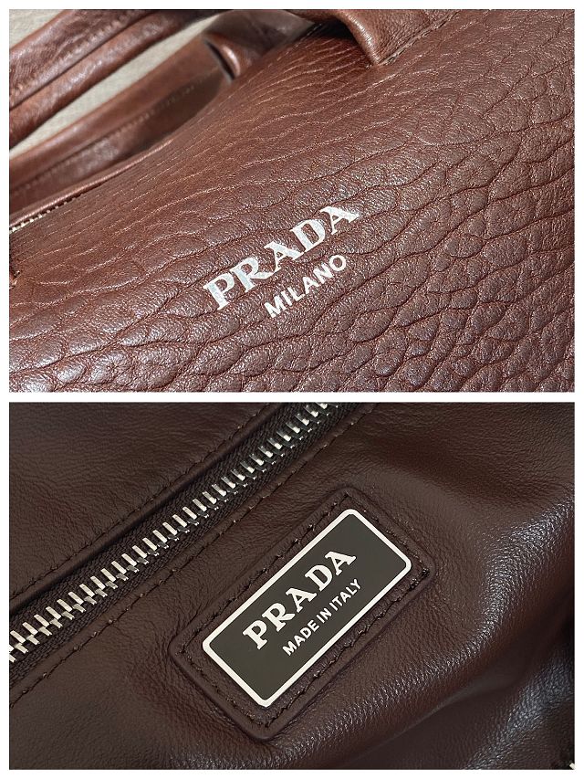 Prada original calfskin duffle bag 2VC046 brown
