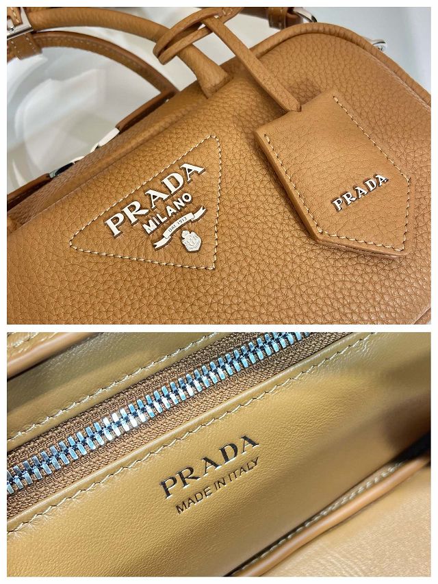 Prada original calfskin small handbag 1BB102 caramel
