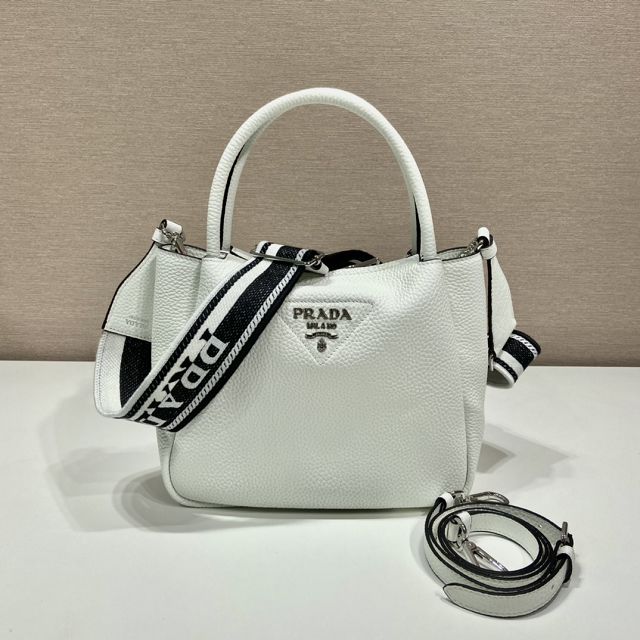 Prada original calfskin small tote bag 1BA362 white