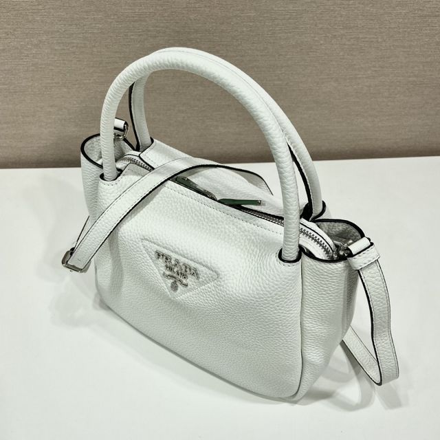 Prada original calfskin small tote bag 1BA362 white