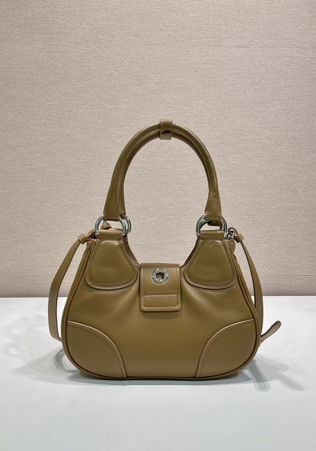 Prada original lambskin small top handle bag 1BA381 brown