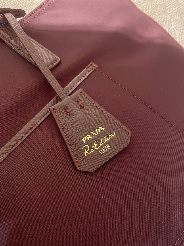 Prada original nylon medium tote bag 1BG555 bordeaux