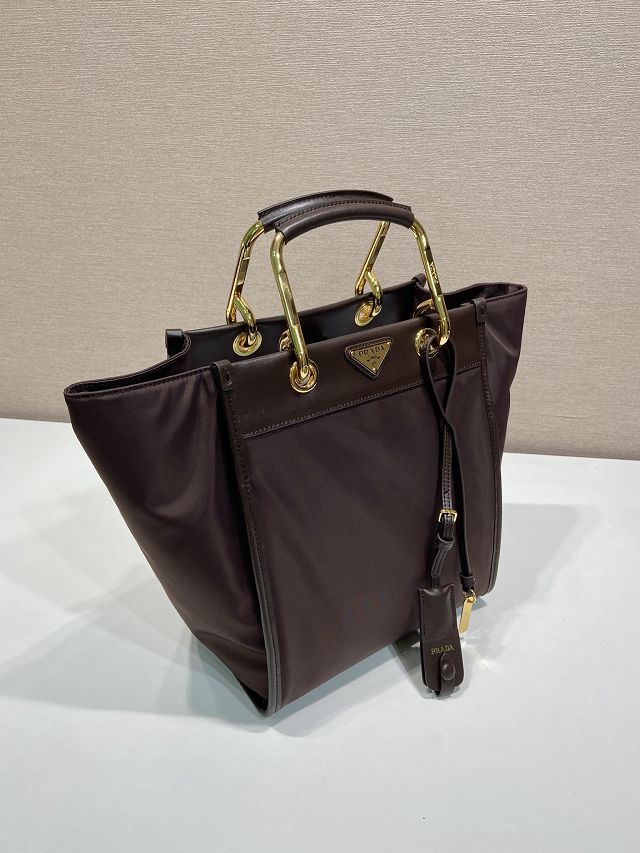 Prada original nylon tote bag 1BG578 dark brown