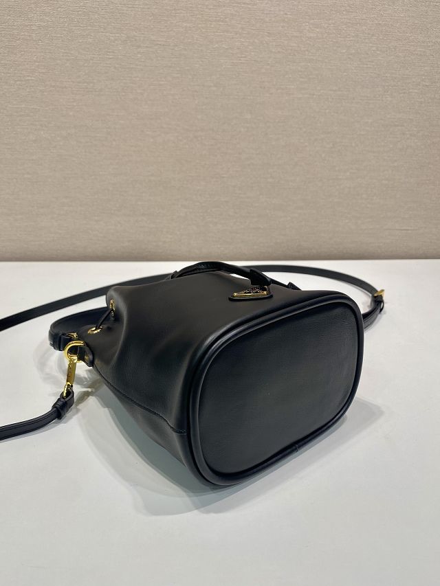 Prada original calfskin 1978 mini bucket bag 1BE067 black