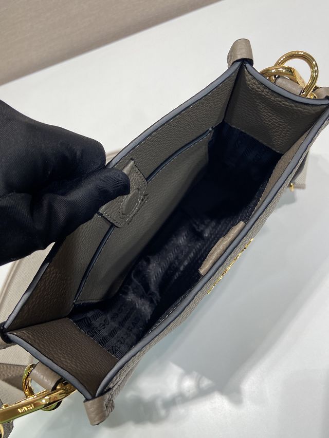 Prada original calfskin mini shoulder bag 1BH191 grey