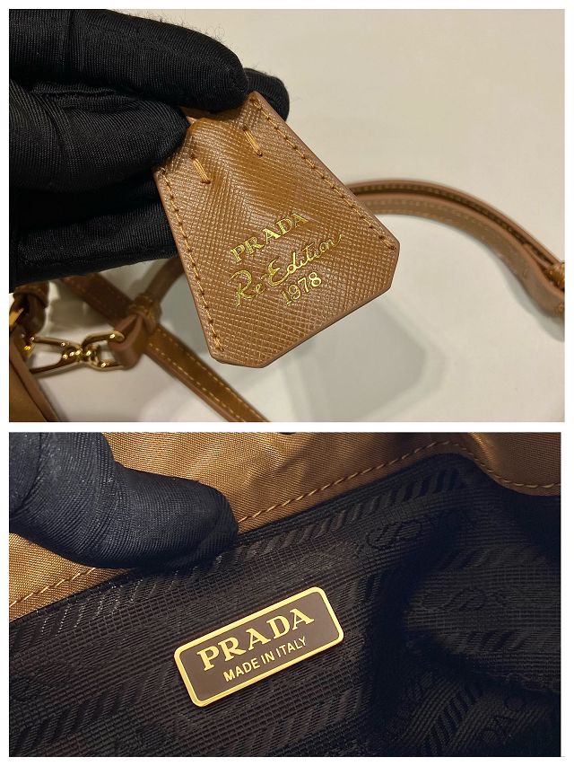 Prada original nylon 1978 mini bucket bag 1BE067 brown