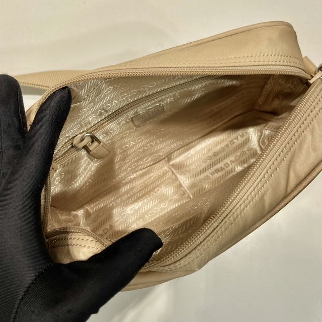 Prada original nylon small shoulder bag 1BC167 apricot